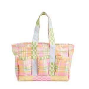 THE MIGHTY COMPANY - Patchwork Plaid Pocket Gardening Tote Bag - NEW